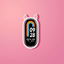 Xiaomi Mi band 8 szilikon kijelzővédő / védőtok - Bézs Nyuszi okosóra kellék