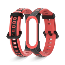 Xiaomi Mi Smart Band 3/4/5/6 retro pótszíj - Fekete-piros okosóra kellék
