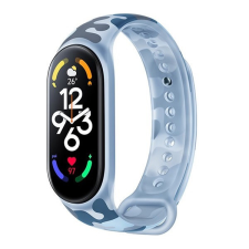 Xiaomi Mi Smart Band 7, szilikon pótszíj, állítható, terep minta, világoskék, gyári okosóra kellék