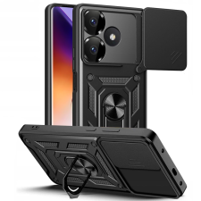 Xiaomi Telefontok Xiaomi Redmi 13 - Camshield - fekete szilikon tok, kitámasztó ujjgyűrűvel, csúsztatható kameravédővel tok és táska