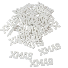  XMAS felirat mini fehér 4,5cm 30db-os dekorációs kellék