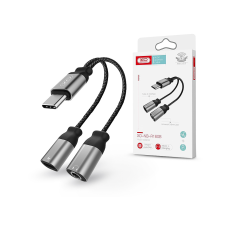 XO NB-R160B 2in1 USB-C apa - 3,5 mm jack anya audio + USB-C anya töltő audio adapter kábel és adapter