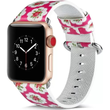 Xprotector Apple Watch 4-6, SE, SE (2022) (42 / 44 mm) / Watch 7-9 (45 mm) / Watch Ultra 1-2 (49 mm), bőr pótszíj, állítható, virág minta, F3, Xprotector, mintás/rózsaszín okosóra kellék