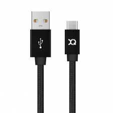 Xqisit kábel Cotton USB C 3.0 fekete 1.8m kábel és adapter