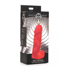 XR Brands Spicy Pecker - gyertya pénisz herékkel - nagy (piros) erotikus ajándék