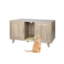  XXL macskaszekrény alomdobozhoz 65x120x52 cm szürkés barna macskabútor