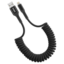 YENKEE YCU 502 BK USB-A - Lightning csavart adat-, és töltőkábel fekete kábel és adapter