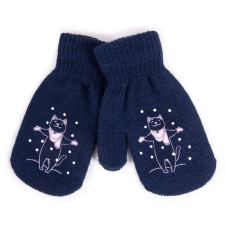 Yo! Bébi téli kesztyű 12 cm - Sötét kék cica gyerek kesztyű