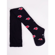 Yo Club! Pamut Harisnyanadrág csúszásgátló talppal - Fekete/Piros Szíves 104/110