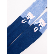 Yo Club! Pamut Harisnyanadrág csúszásgátló talppal - Sötét Kék Cicás 92/98