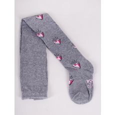 Yo Club! Pamut Harisnyanadrág csúszásgátló talppal - Szürke/Rózsaszín Gyémántos 104/110