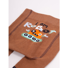 Yo Club! Pamut Harisnyanadrág csúszásgátlós - Barna Robotos 74/80 gyerek harisnya