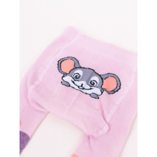 Yo Club! Pamut Harisnyanadrág csúszásgátlós - Rózsaszín Lila Egérkés 68/74 gyerek harisnya