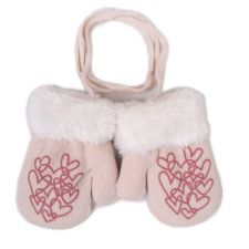 Yo!club téli kesztyű 12 cm - krém/szívecskék gyerek kesztyű