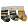 Yo! Yo! Baby Frottír zokni 3 db-os 0-3 hó - kék/szürke
