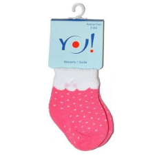 Yo! Yo! Baby frottír zokni 6-9 hó - rózsaszín pöttyös babazokni, harisnya