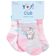 Yo! Yo! Baby pamut zokni 3db-os 3-6 hó - rózsaszín mintás babazokni, harisnya