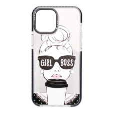 YOOUP Mintás TPU telefontok Girl iPhone 12 Pro Max YooUp fekete tok és táska