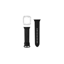YOOUP Szilikonszíj TPU óratokkal Apple Watch 1,2,3,4 42/44 mm fekete okosóra kellék