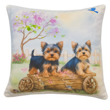  Yorkshire terrier kölykök mintás díszpárna, 45 x 45 cm lakástextília