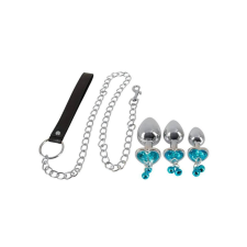 YOU2TOYS - Butt Plug Set - anál dildó szett pórázzal (ezüst) műpénisz, dildó