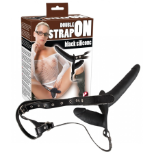 YOU2TOYS Double Strap On Black Silicone felcsatolható eszközök