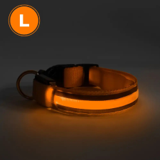 Yummie LED-es nyakörv - akkumulátoros - L méret - narancs nyakörv, póráz, hám kutyáknak