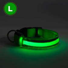 Yummie LED-es nyakörv - akkumulátoros - L méret - zöld nyakörv, póráz, hám kutyáknak