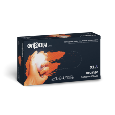 ZARYS Gripzzly Orange púdermentes nitril gyémántmintás védőkesztyű narancs 50db védőkesztyű