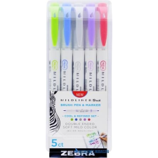 Zebra Ecsetirón készlet, kétvégű ZEBRA "Mildliner Cool & Refined", 5 szín filctoll, marker