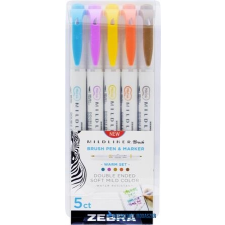 Zebra Ecsetirón készlet, kétvégű ZEBRA "Mildliner Warm", 5 szín filctoll, marker