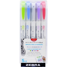 Zebra Ecsetirón készlet, kétvégű ZEBRA &quot;Mildliner Cool &amp; Refined&quot;, 5 szín filctoll, marker