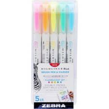Zebra Ecsetirón Zebra Mildliner Brush&Marker Fluorescent 5-ös készlet filctoll, marker