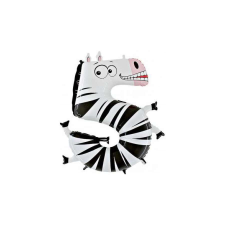 Zebra MegaShape - 5-ös szám alakú zebra fólia lufi, 100 cm party kellék