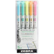 Zebra Mildliner Fluorescent 5db-os kettős végű szövegkiemelő készlet (ZEBRA_78105) filctoll, marker