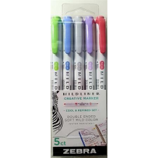 Zebra Szövegkiemelő készlet, 1,0/3,5 mm, kétvégű ZEBRA &quot;Mildliner Cool &amp; Refined&quot; 5 szín filctoll, marker