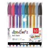 Zebra Zseléstoll készlet, 0,33 mm, kupakos, ZEBRA "Doodler'z Glitter", 10 csillogó vegyes szín