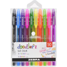 Zebra Zseléstoll készlet, 0,33 mm, kupakos, ZEBRA &quot;Doodler&#039;z Neon &amp; Fashion&quot;, 10 vegyes szín toll