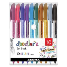 Zebra Zseléstoll készlet, 0,33 mm, kupakos, zebra &quot;doodler`z glitter&quot;, 10 csillogó vegyes szín toll