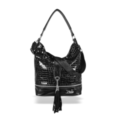  Zellia Női Válltáska 24021 Fekete Lakk – Krokkó –
