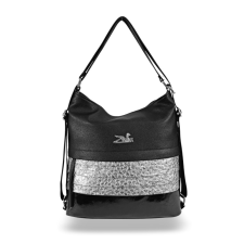  Zellia Női Válltáska/Hátizsáká Alakítható 22007 Fekete-Ezüst – Lakk-Strus – kézitáska és bőrönd