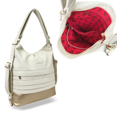  Zellia Női Válltáska/Hátizsáká Alakítható Hz-111 Beige-Pezsgő Arany – D217 –