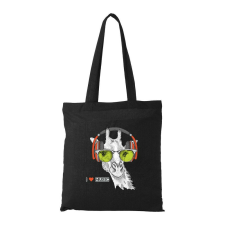  Zenét hallgató zsiráf - Bevásárló táska fekete ajándéktárgy