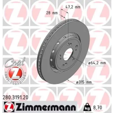 Zimmermann féktárcsa 280.3191.20 autóalkatrész