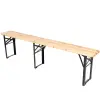  Zola® összecsukható asztal szett 2 paddal, fém vázzal, fa asztallappal és ülőfelülettel, napernyő nyílással, méretek: 170x46x75 cm (asztal)/170x23x46 cm (padok), krém színben