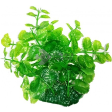  Zöld akváriumi műnövény ovális levelekkel 15 cm akvárium dekoráció