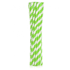 Zöld Green Stripes rugalmas papír szívószál 12 db-os party kellék