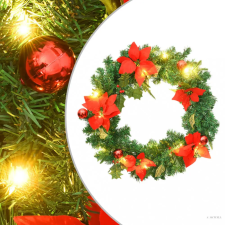  Zöld PVC karácsonyi koszorú LED-ekkel 60 cm adventi koszorú