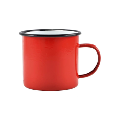 Zománcozott bögre 8 cm, 360 ml piros-fehér edény