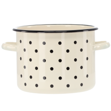  Zománcozott fazék, 4,5 liter, 20 cm, fehér pöttyös edény